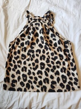 SHEIN Beige and Black Leopard Halter Cami